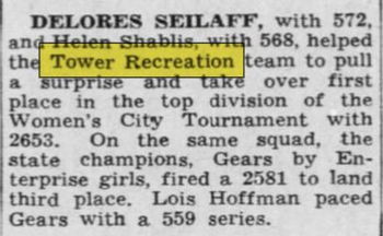 Tower Recreation - Apr 1945 Article On Womens Champs